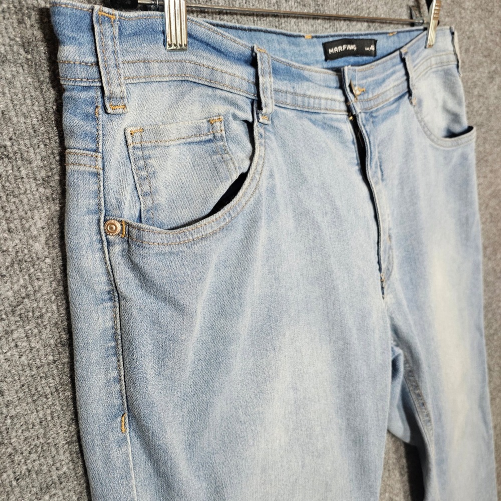 Marfinno Mens Slim Fit Light Wash Blue Denim Jeans Size 46 542790625 - Picture 2 of 16
